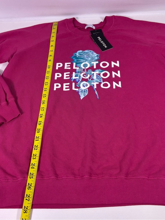 NWT Peloton Magenta Pullover Sweatshirt with Teal Leaf Graphic Size Medium - Picture 4 of 8